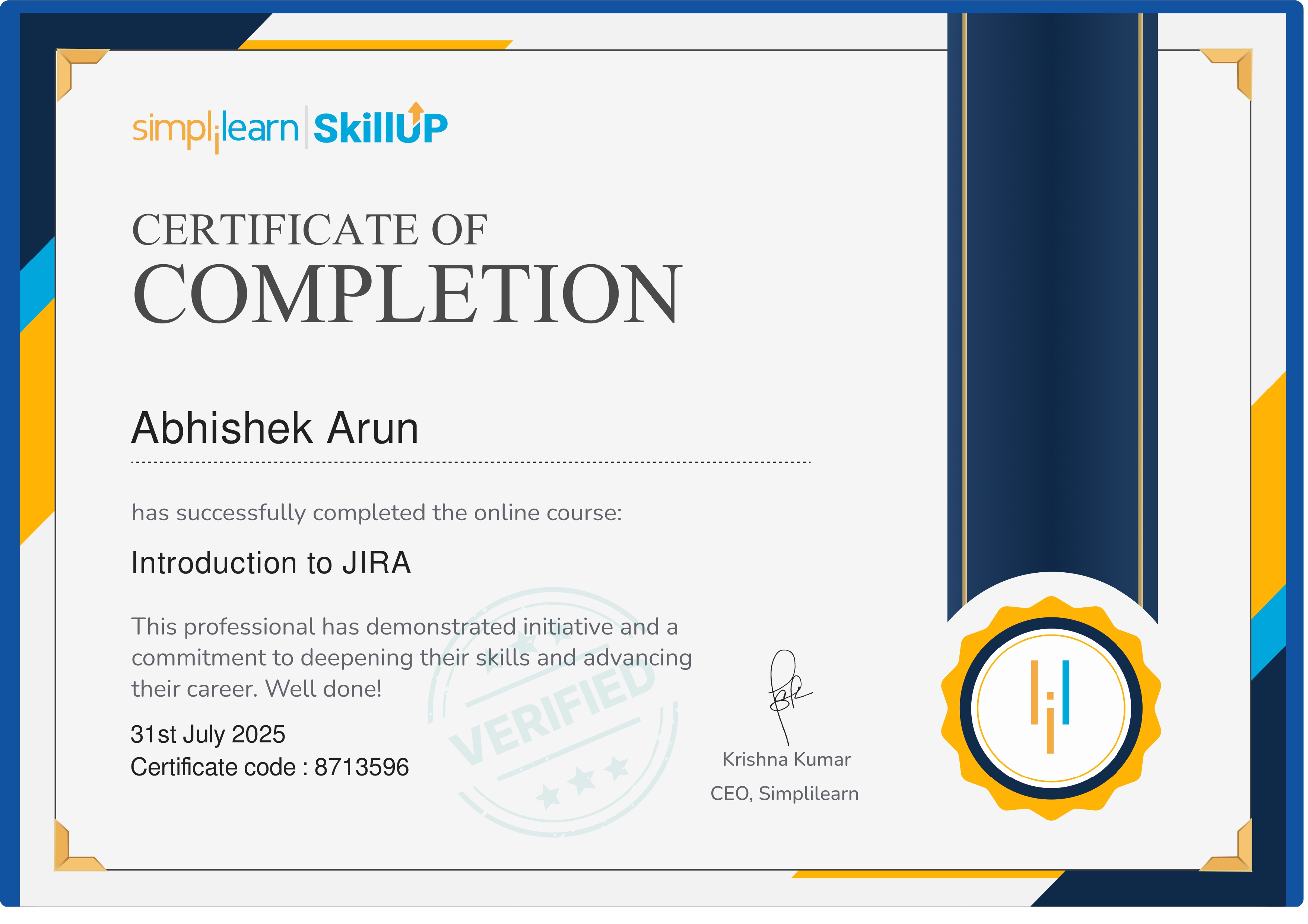 Introduction to JIRA Badge